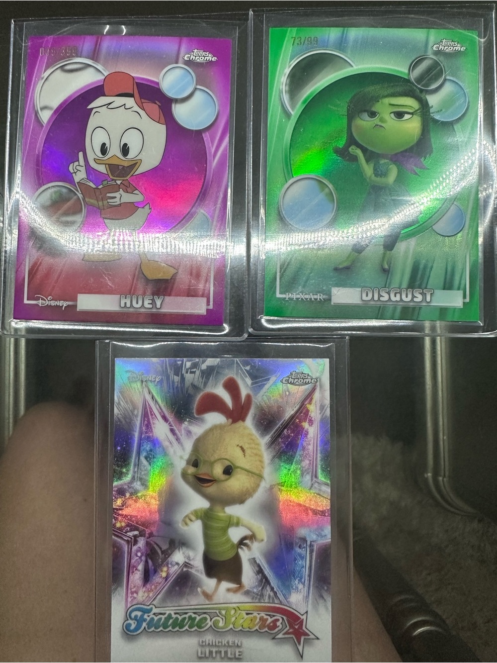 Set of 3 Disney Topps Chrome cards 89/399 & 73/99